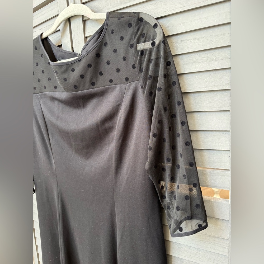 NWT Talbots Black Dress with Sheer Polka Dot Detail. 3/4 Sleeves. NWT. Size 10P - Picture 3 of 7